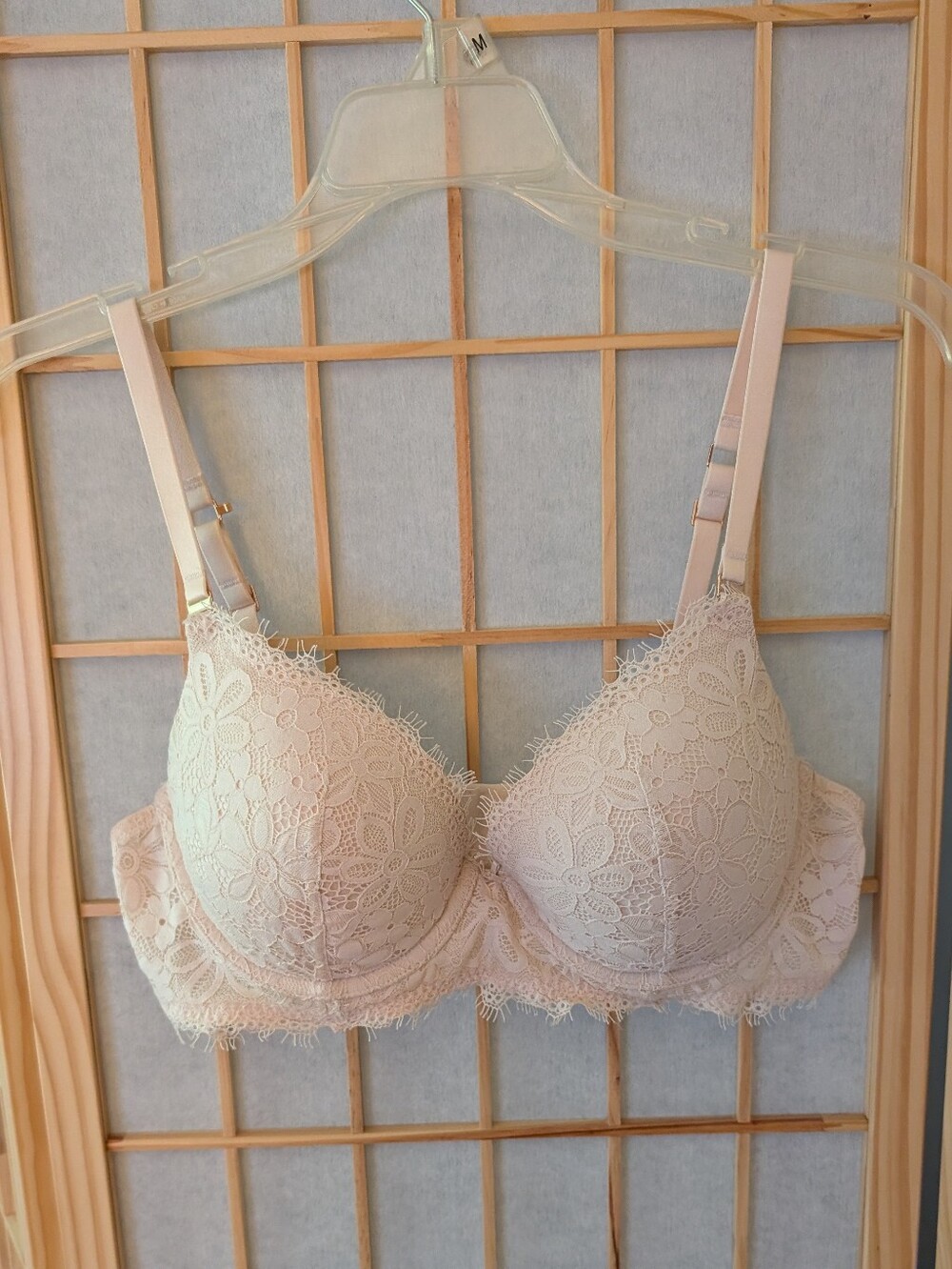 Aerie Real Good Lace Push Up Bra Pink 34D Convertible Racerback